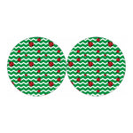 Green Zigzag Ladybird Pattern Print Car Coasters