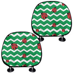 Green Zigzag Ladybird Pattern Print Car Headrest Covers