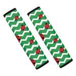 Green Zigzag Ladybird Pattern Print Car Seat Belt Covers