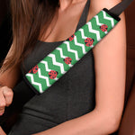 Green Zigzag Ladybird Pattern Print Car Seat Belt Covers