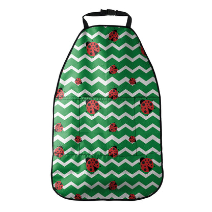 Green Zigzag Ladybird Pattern Print Car Seat Organizers