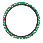 Green Zigzag Ladybird Pattern Print Car Steering Wheel Cover