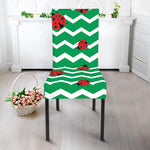 Green Zigzag Ladybird Pattern Print Dining Chair Slipcover