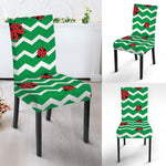 Green Zigzag Ladybird Pattern Print Dining Chair Slipcover