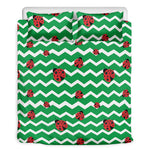 Green Zigzag Ladybird Pattern Print Duvet Cover Bedding Set