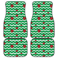 Green Zigzag Ladybird Pattern Print Front and Back Car Floor Mats