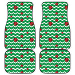 Green Zigzag Ladybird Pattern Print Front and Back Car Floor Mats