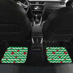 Green Zigzag Ladybird Pattern Print Front and Back Car Floor Mats