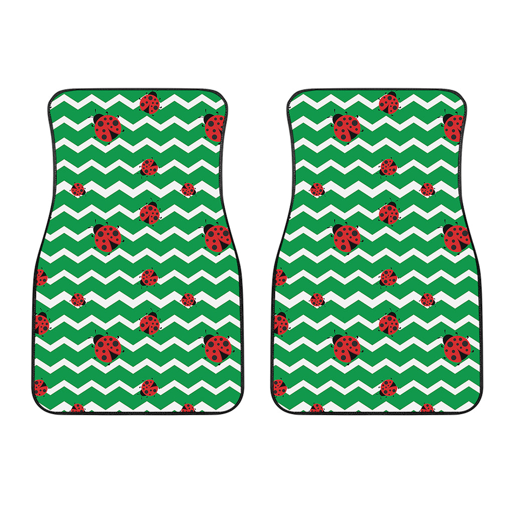 Green Zigzag Ladybird Pattern Print Front Car Floor Mats