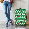 Green Zigzag Ladybird Pattern Print Luggage Cover