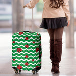 Green Zigzag Ladybird Pattern Print Luggage Cover