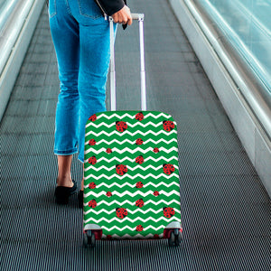 Green Zigzag Ladybird Pattern Print Luggage Cover