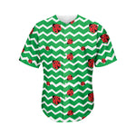 Green Zigzag Ladybird Pattern Print Men's Baseball Jersey