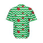 Green Zigzag Ladybird Pattern Print Men's Baseball Jersey