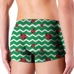 Green Zigzag Ladybird Pattern Print Men's Boxer Briefs