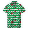 Green Zigzag Ladybird Pattern Print Men's Short Sleeve Shirt