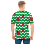 Green Zigzag Ladybird Pattern Print Men's T-Shirt