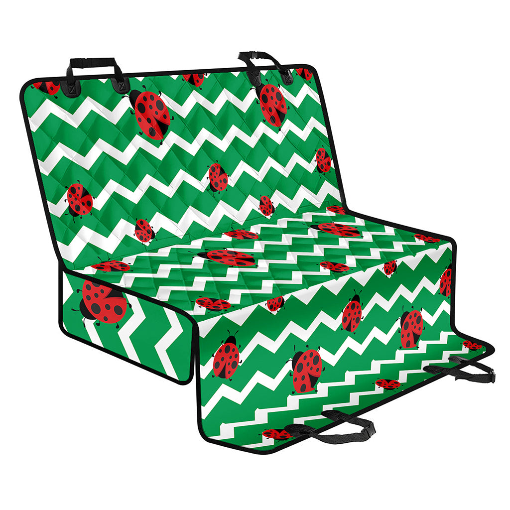 Green Zigzag Ladybird Pattern Print Pet Car Back Seat Cover