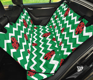 Green Zigzag Ladybird Pattern Print Pet Car Back Seat Cover