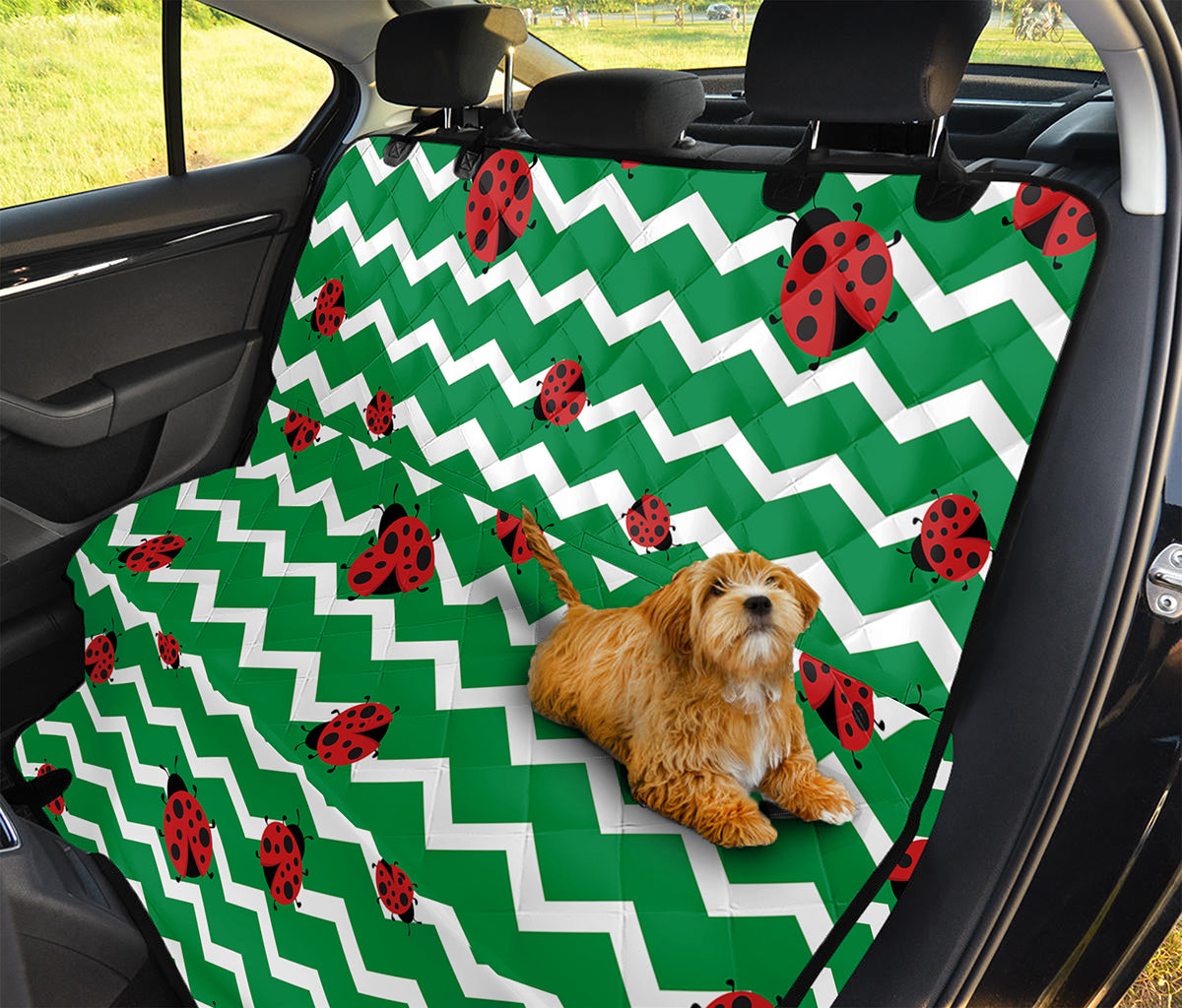 Green Zigzag Ladybird Pattern Print Pet Car Back Seat Cover