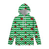 Green Zigzag Ladybird Pattern Print Pullover Hoodie