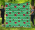 Green Zigzag Ladybird Pattern Print Quilt