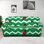Green Zigzag Ladybird Pattern Print Sofa Cover