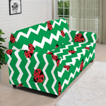 Green Zigzag Ladybird Pattern Print Sofa Cover