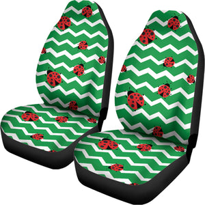 Green Zigzag Ladybird Pattern Print Universal Fit Car Seat Covers