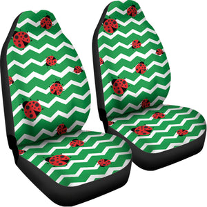 Green Zigzag Ladybird Pattern Print Universal Fit Car Seat Covers