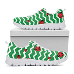 Green Zigzag Ladybird Pattern Print White Sneakers