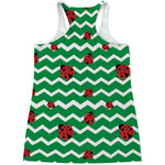 Green Zigzag Ladybird Pattern Print Women's Racerback Tank Top