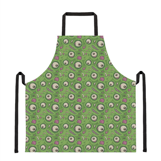 Green Zombie Pattern Print Apron