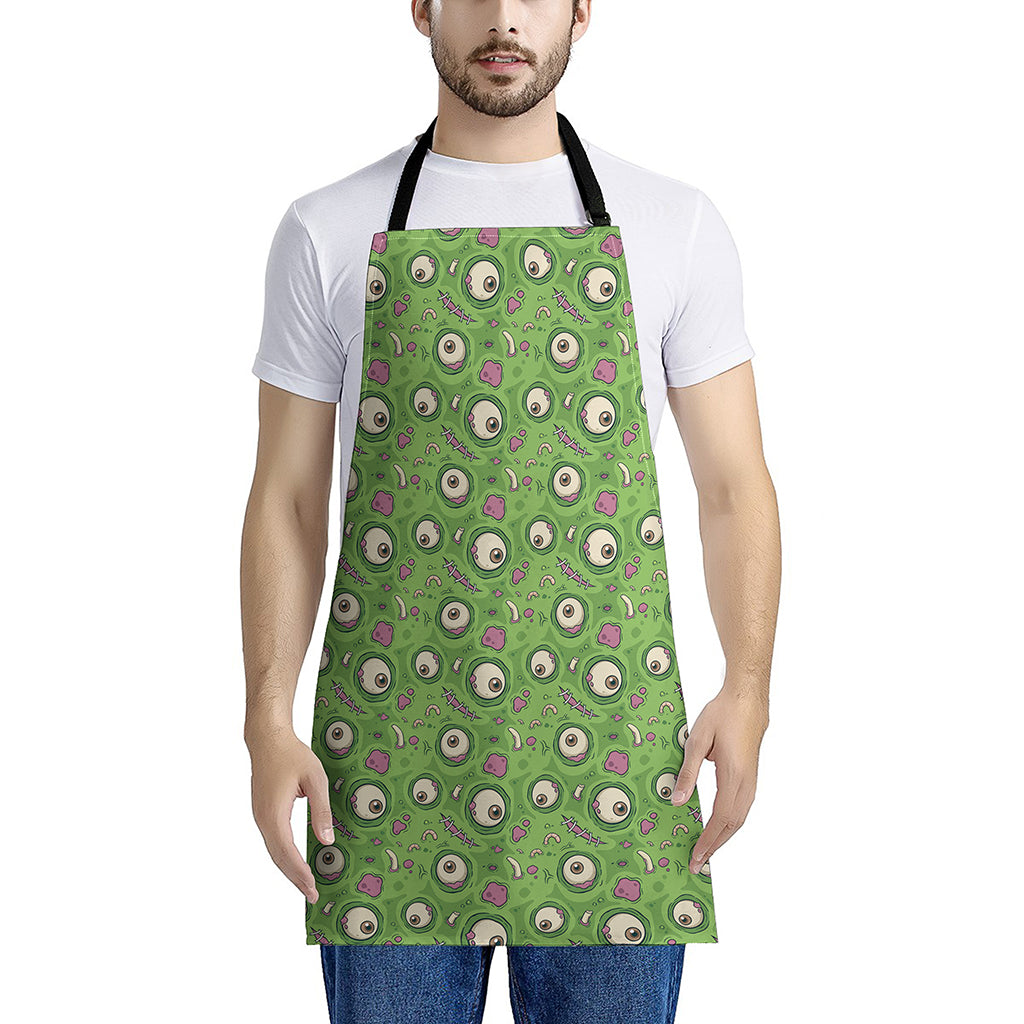 Green Zombie Pattern Print Apron
