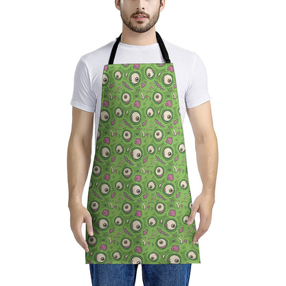 Green Zombie Pattern Print Apron