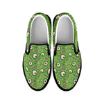 Green Zombie Pattern Print Black Slip On Shoes