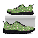 Green Zombie Pattern Print Black Sneakers