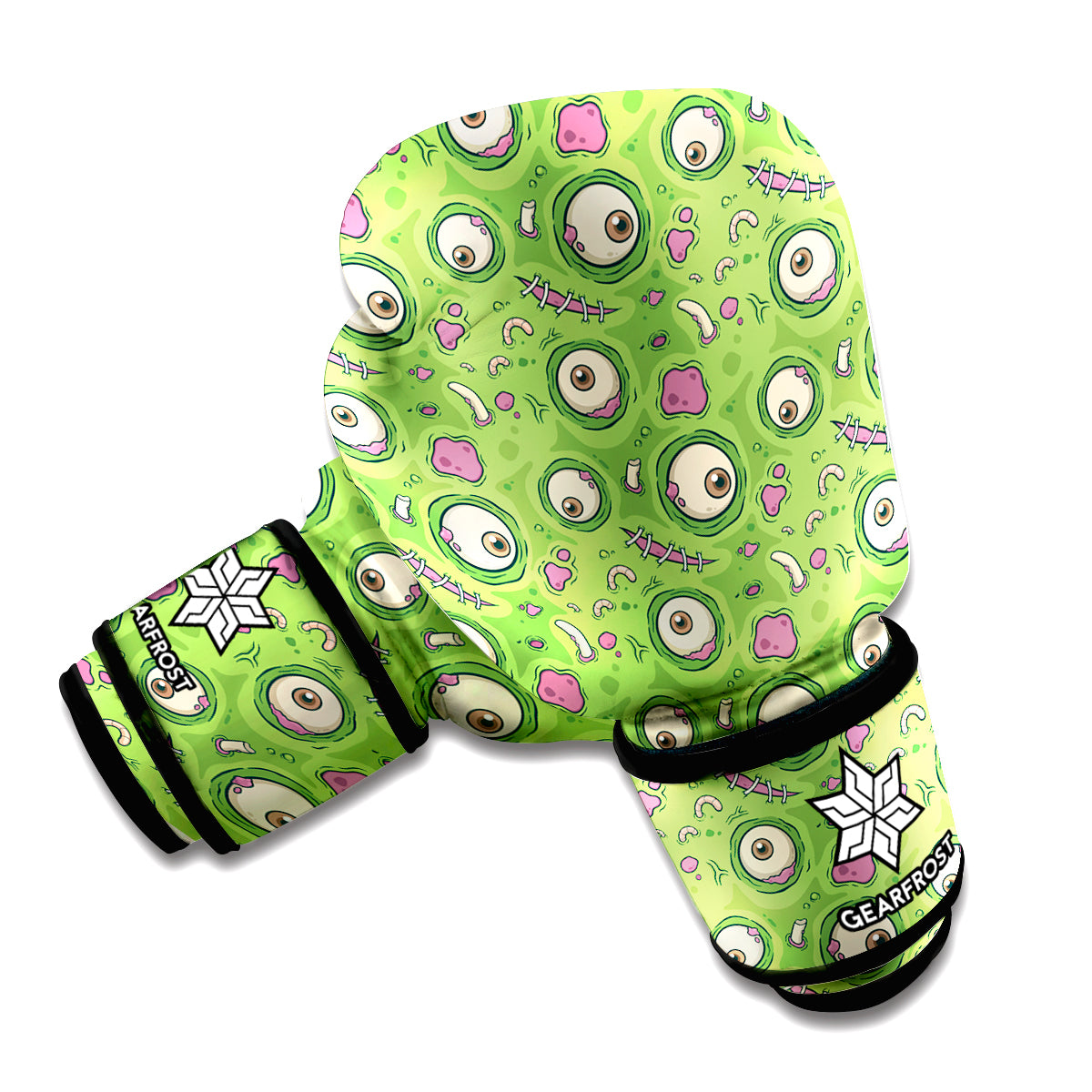 Green Zombie Pattern Print Boxing Gloves