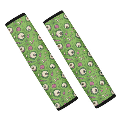 Green Zombie Pattern Print Car Seat Belt Covers
