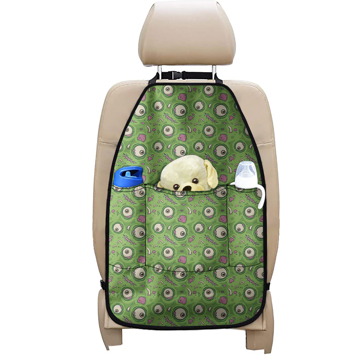 Green Zombie Pattern Print Car Seat Organizers