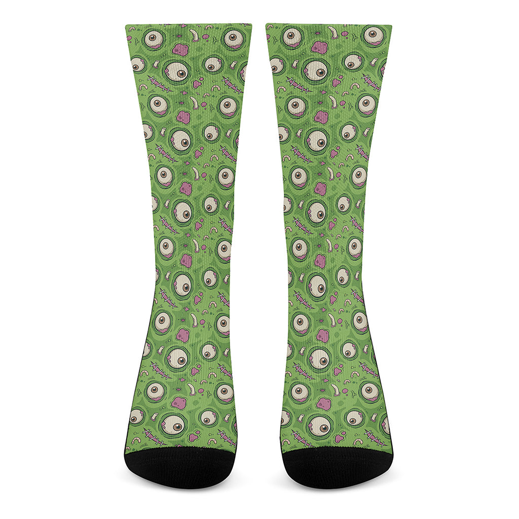 Green Zombie Pattern Print Crew Socks