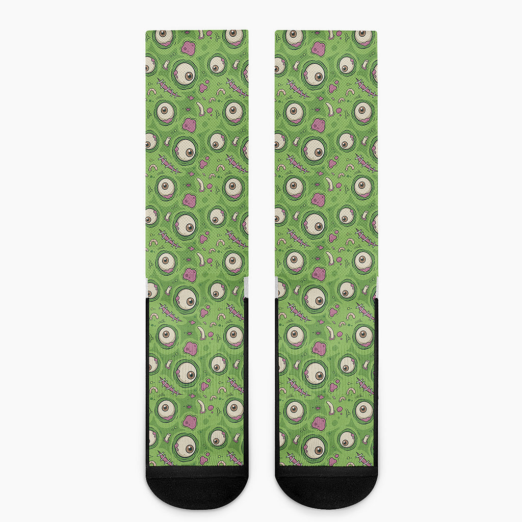 Green Zombie Pattern Print Crew Socks
