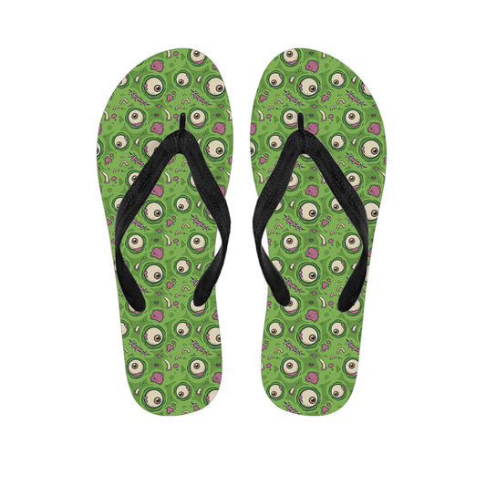 Green Zombie Pattern Print Flip Flops