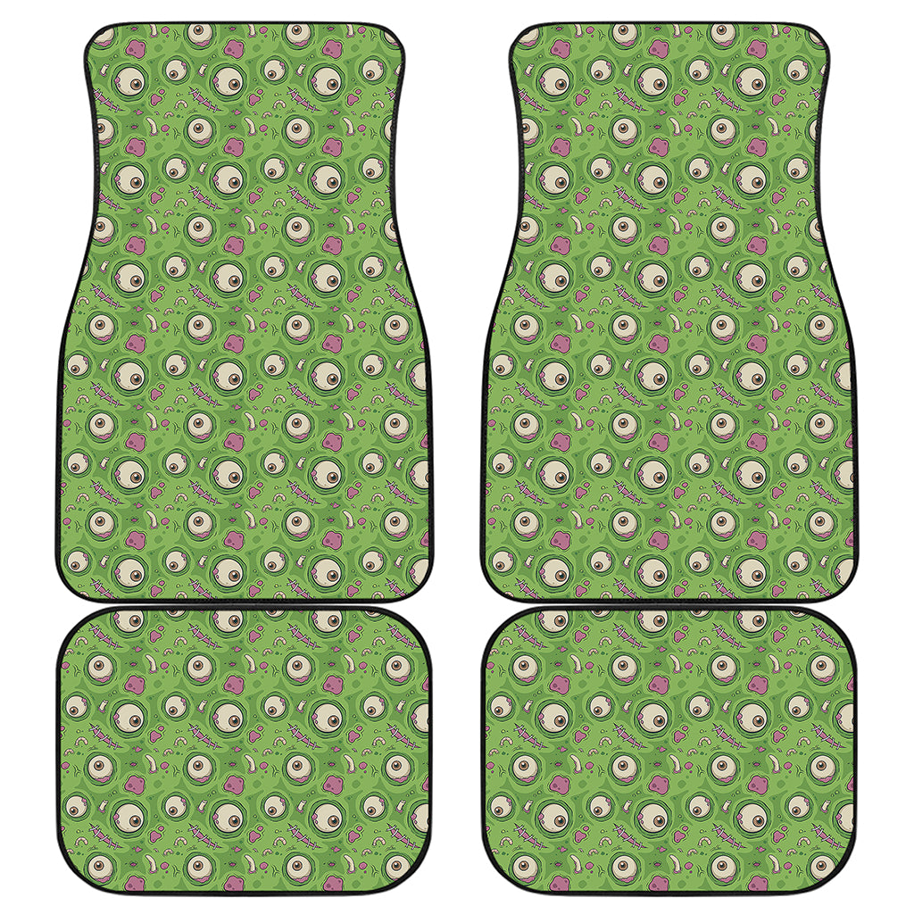 Green Zombie Pattern Print Front and Back Car Floor Mats