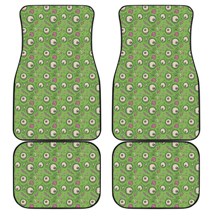 Green Zombie Pattern Print Front and Back Car Floor Mats