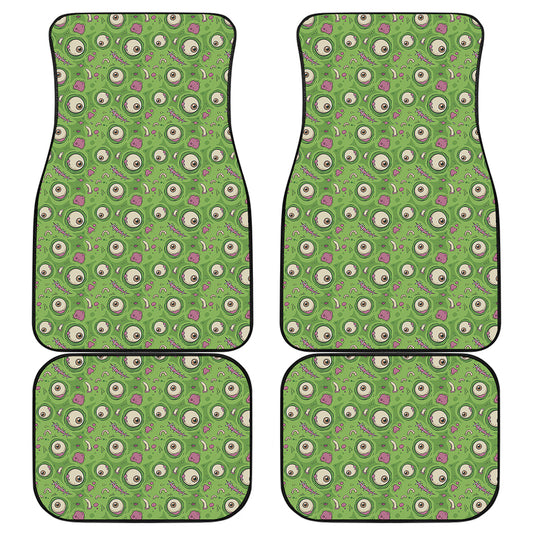 Green Zombie Pattern Print Front and Back Car Floor Mats