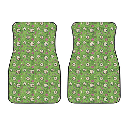 Green Zombie Pattern Print Front Car Floor Mats