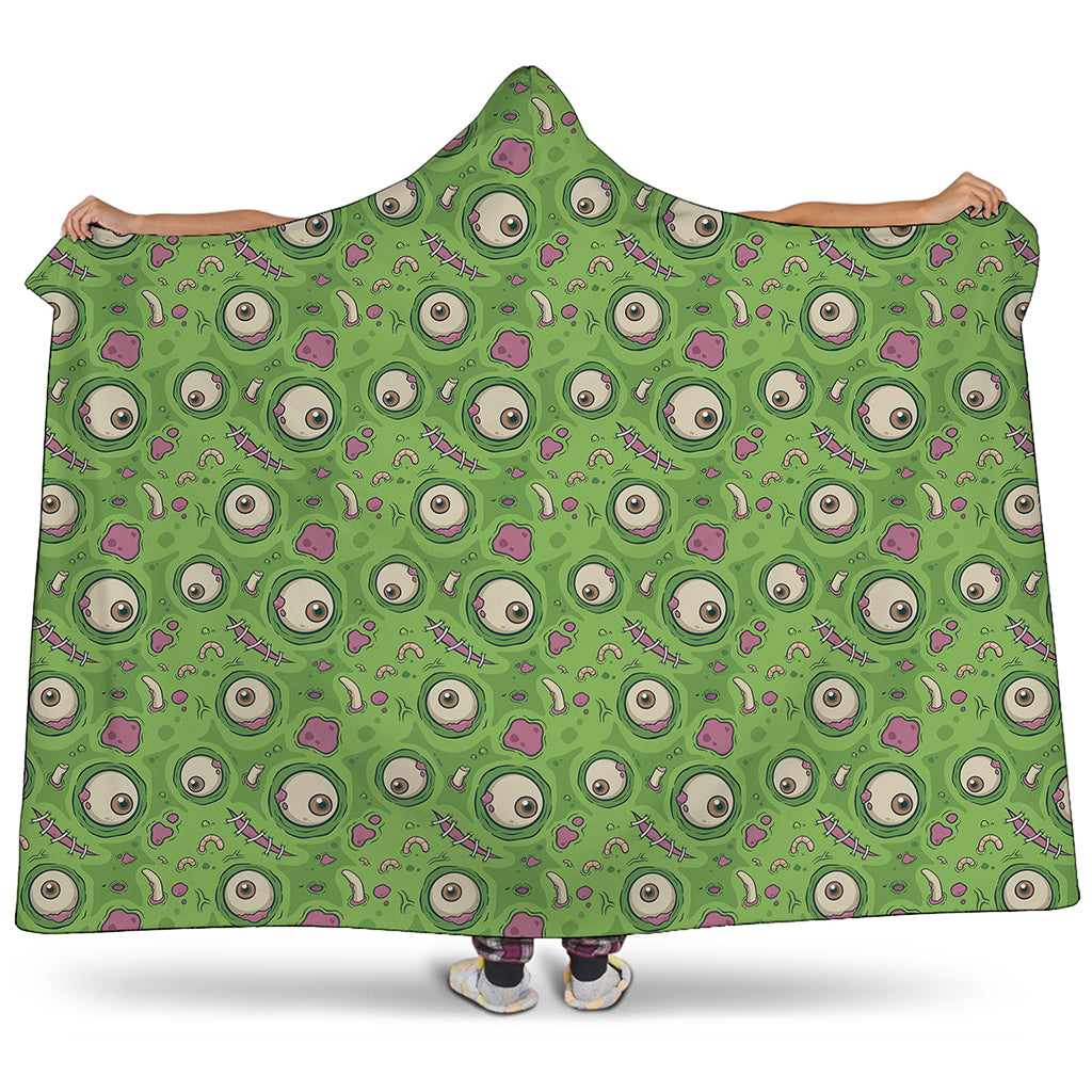 Green Zombie Pattern Print Hooded Blanket