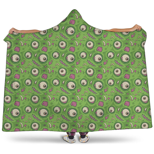 Green Zombie Pattern Print Hooded Blanket