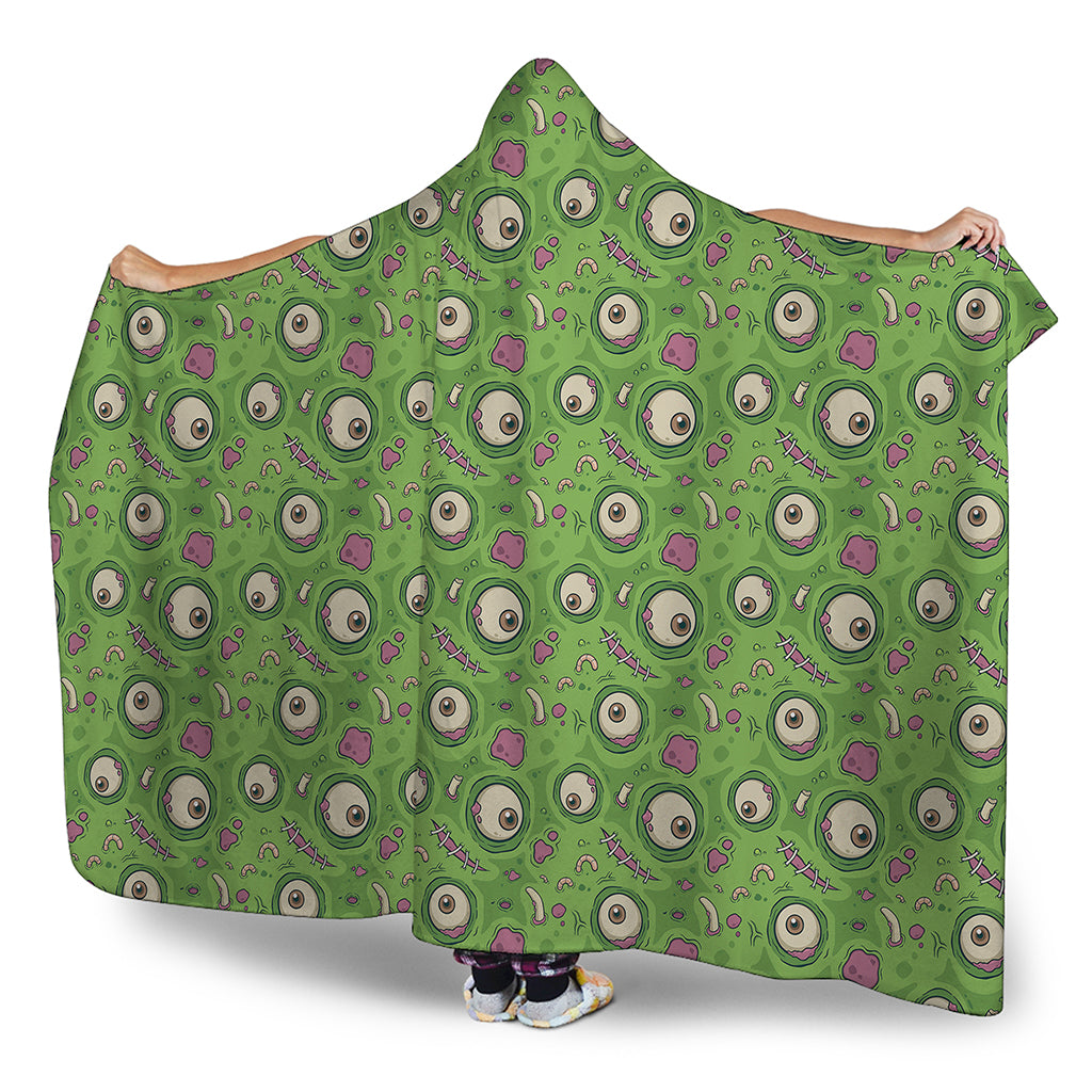 Green Zombie Pattern Print Hooded Blanket